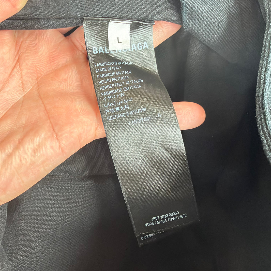 Balenciaga Double Leg Black Washed Pants