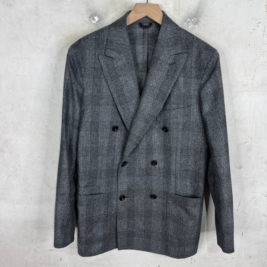 Drakes Plaid Double Breasted Blazer