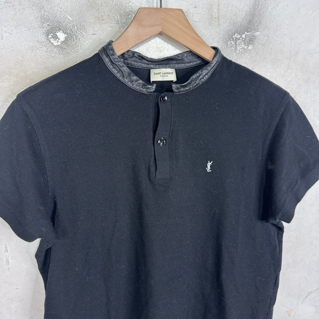 Saint Laurent Two Button Leather Collar Shirt