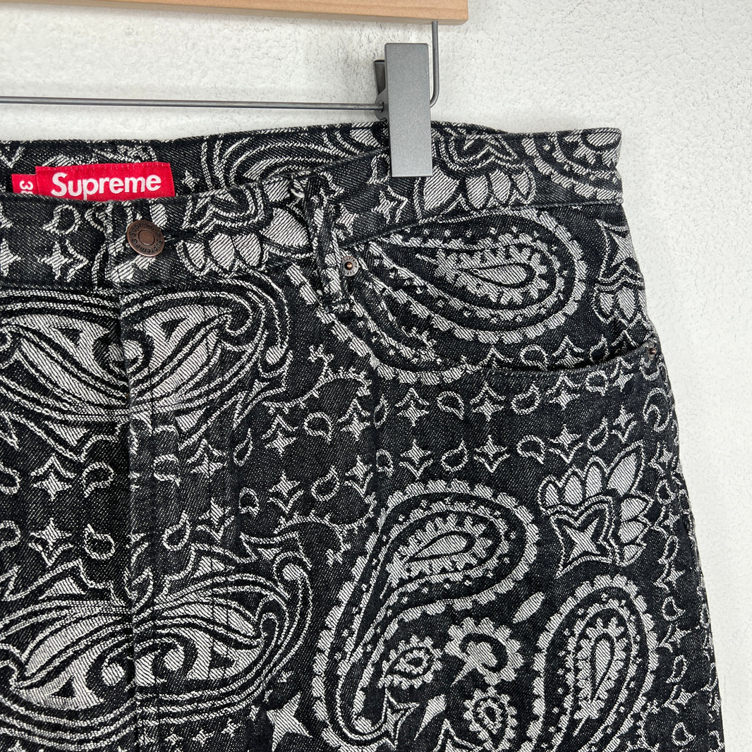 Supreme Black Paisley Jacquard Jeans