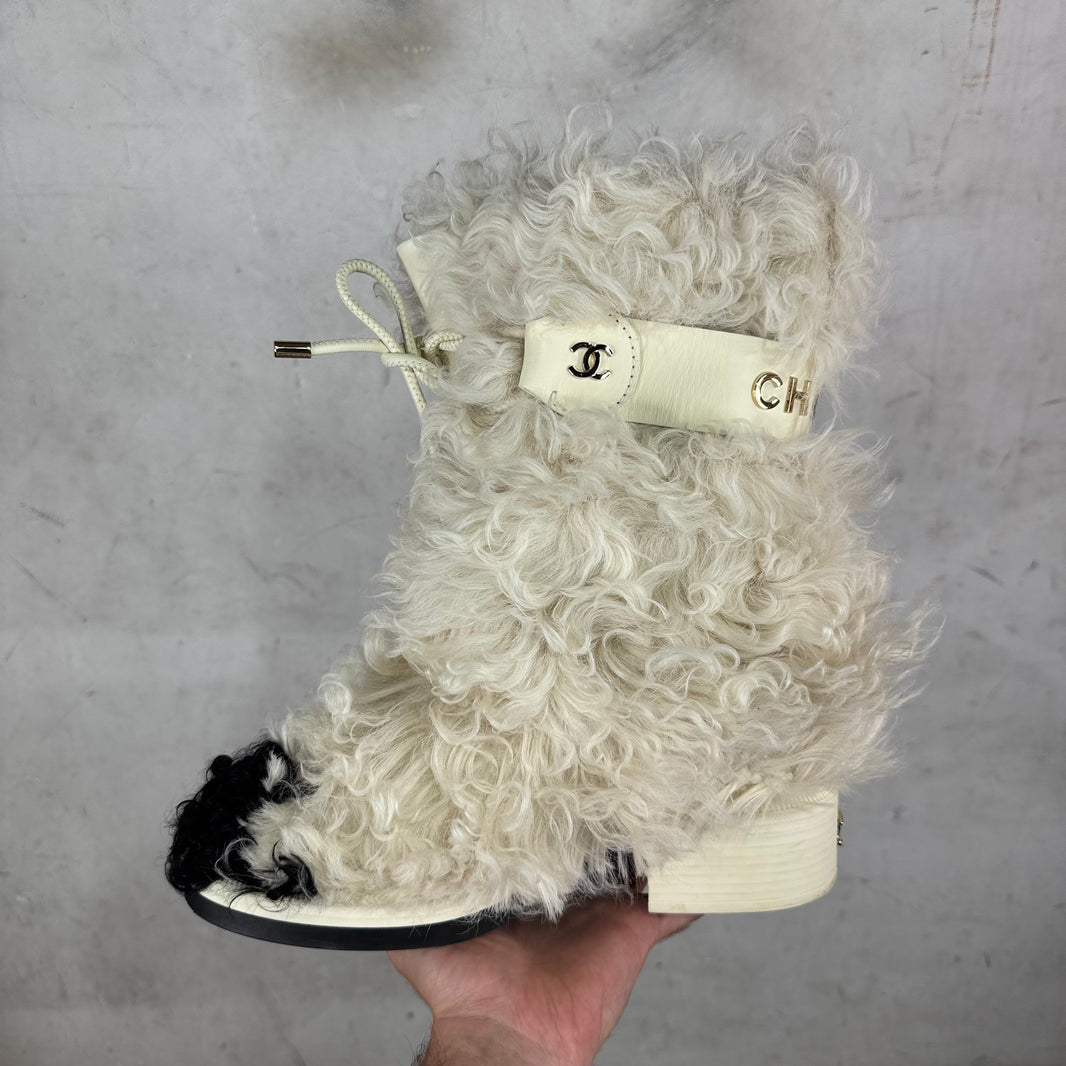 Chanel Shearling Strap Boots