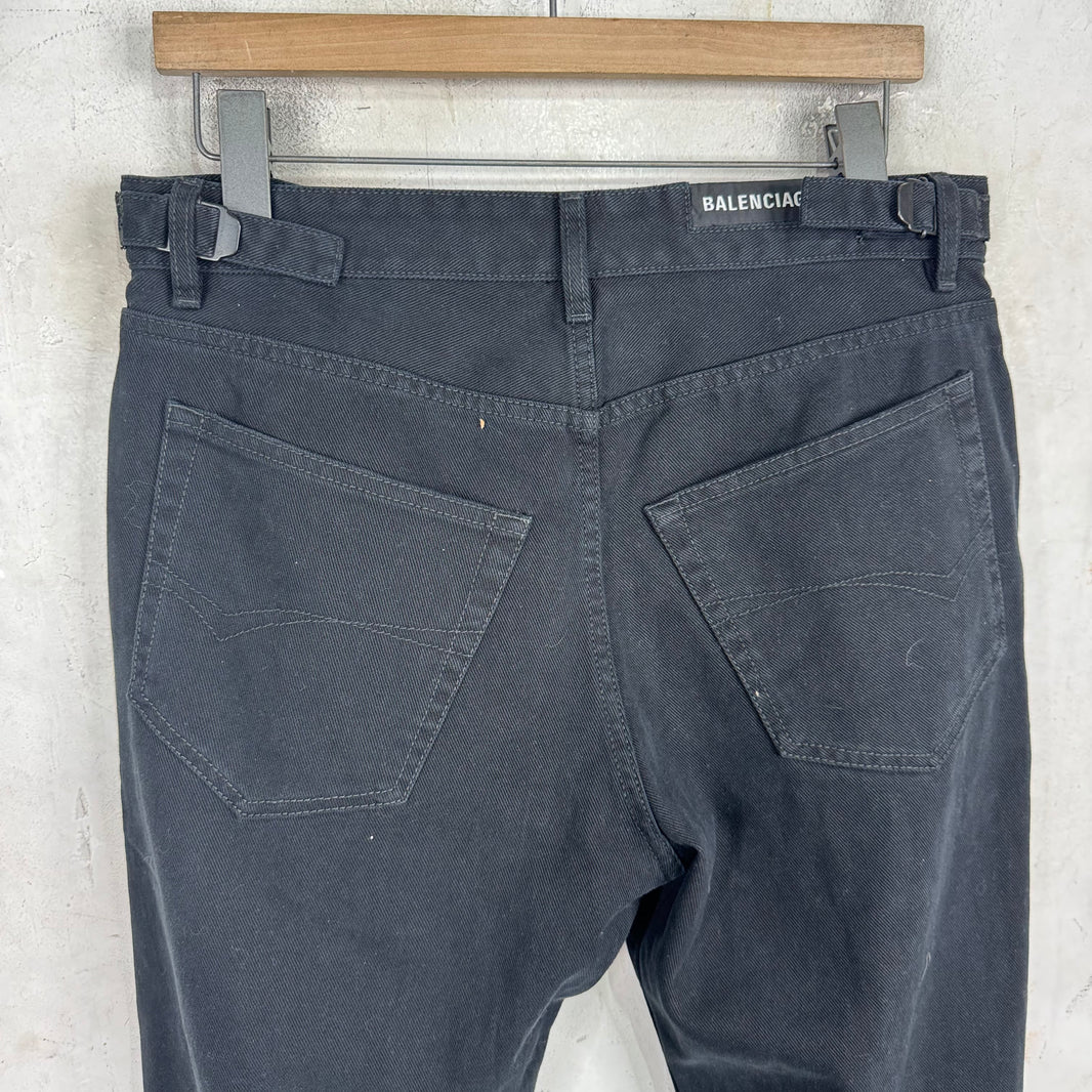 Balenciaga Black Distressed Straight Jeans