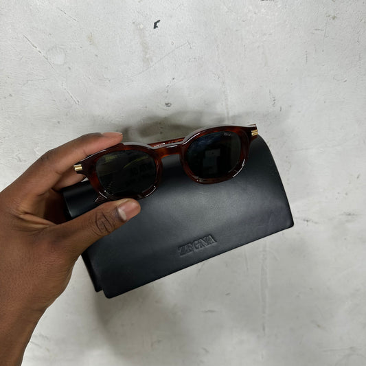 Zegna Brown Turtle Sunglasses