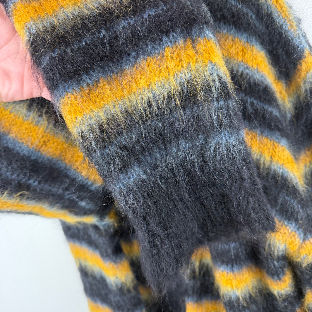 Marni Yellow/Black Striped Mohair Cardigan