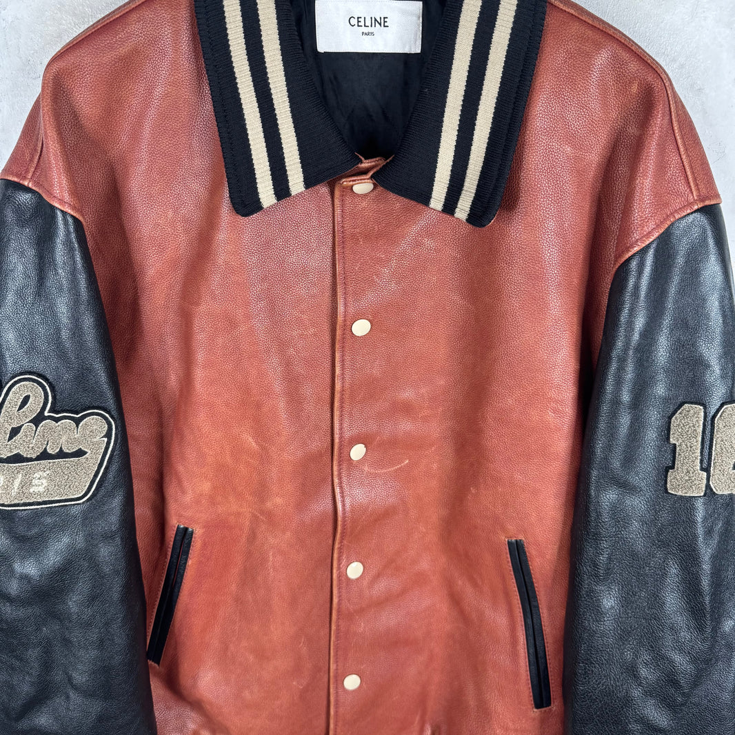 Celine Chenille Patched Leather Varsity