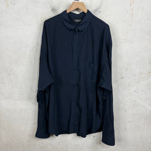 Balenciaga Navy All Over Logo Button-Up Shirt