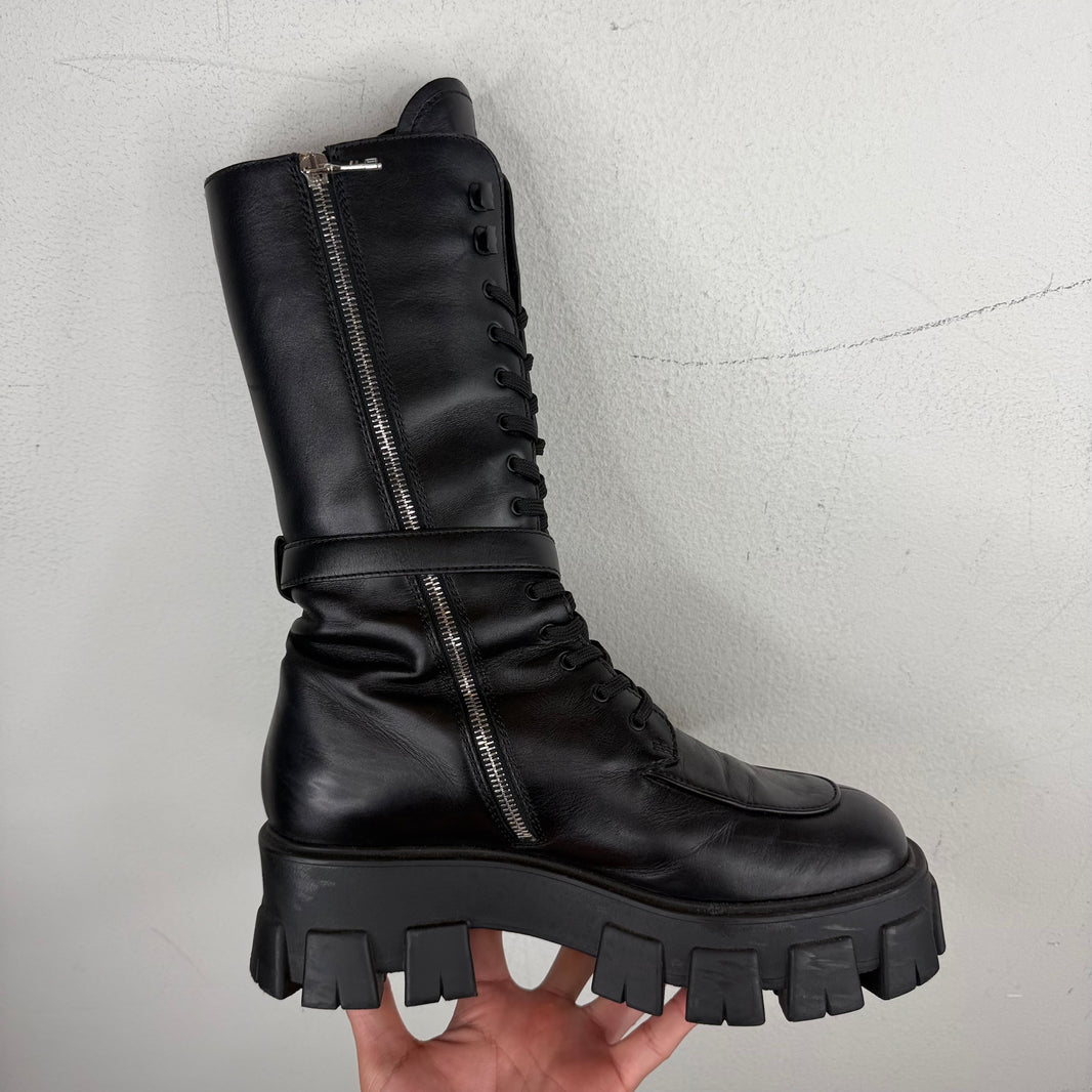 Prada Monolith Badge Cargo High Combat Boots