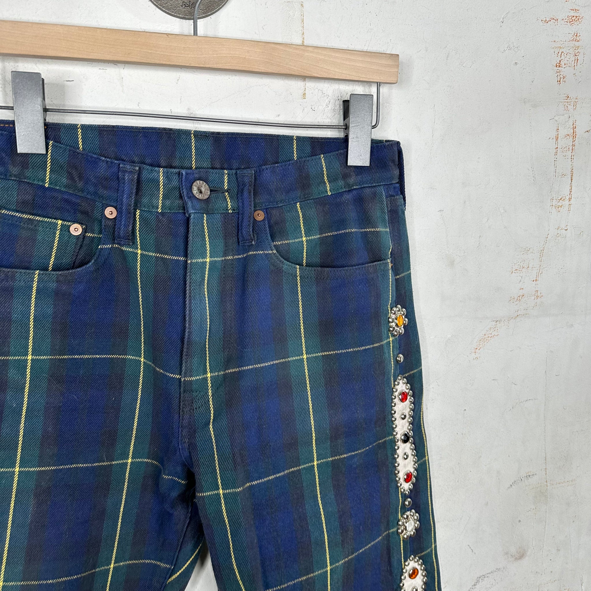 Kapital Plaid Jeweled Trousers