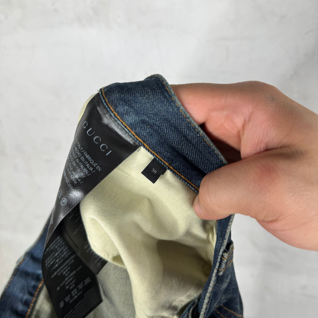 Gucci Washed Blue Horsebit Jeans
