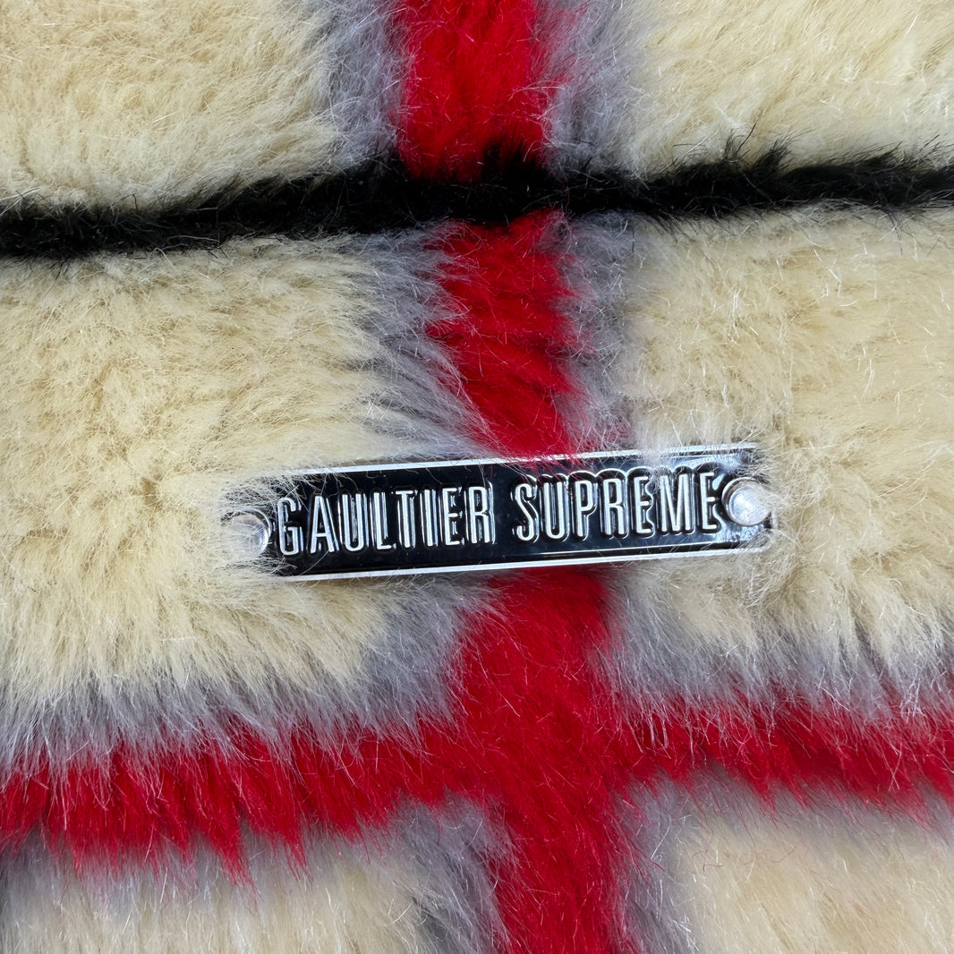 Supreme JPG Checkered Faux Fur Trench Coat