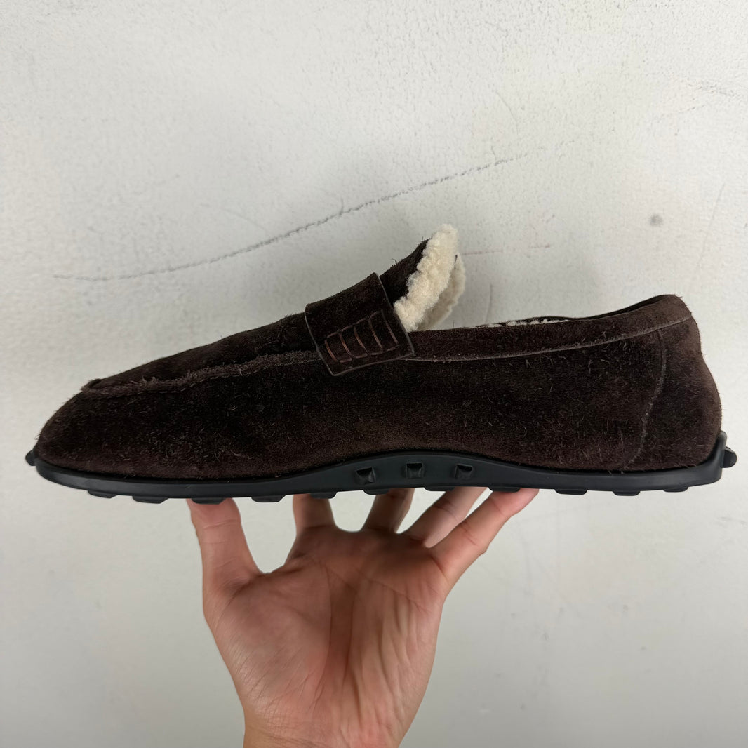 Hermes Shearling Lined Lazy Loafers