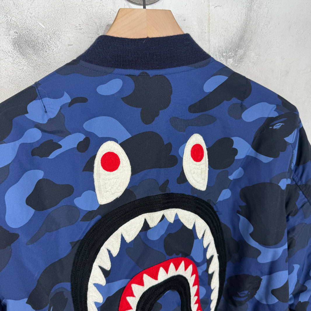 Bape Blue Camo Shark Bomber Jacket