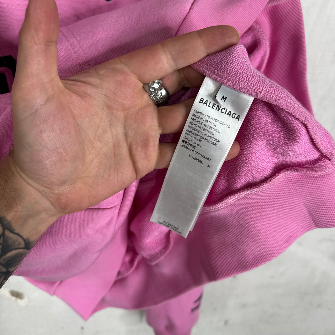 Balenciaga Pink Paris Soccer Zip Hoodie
