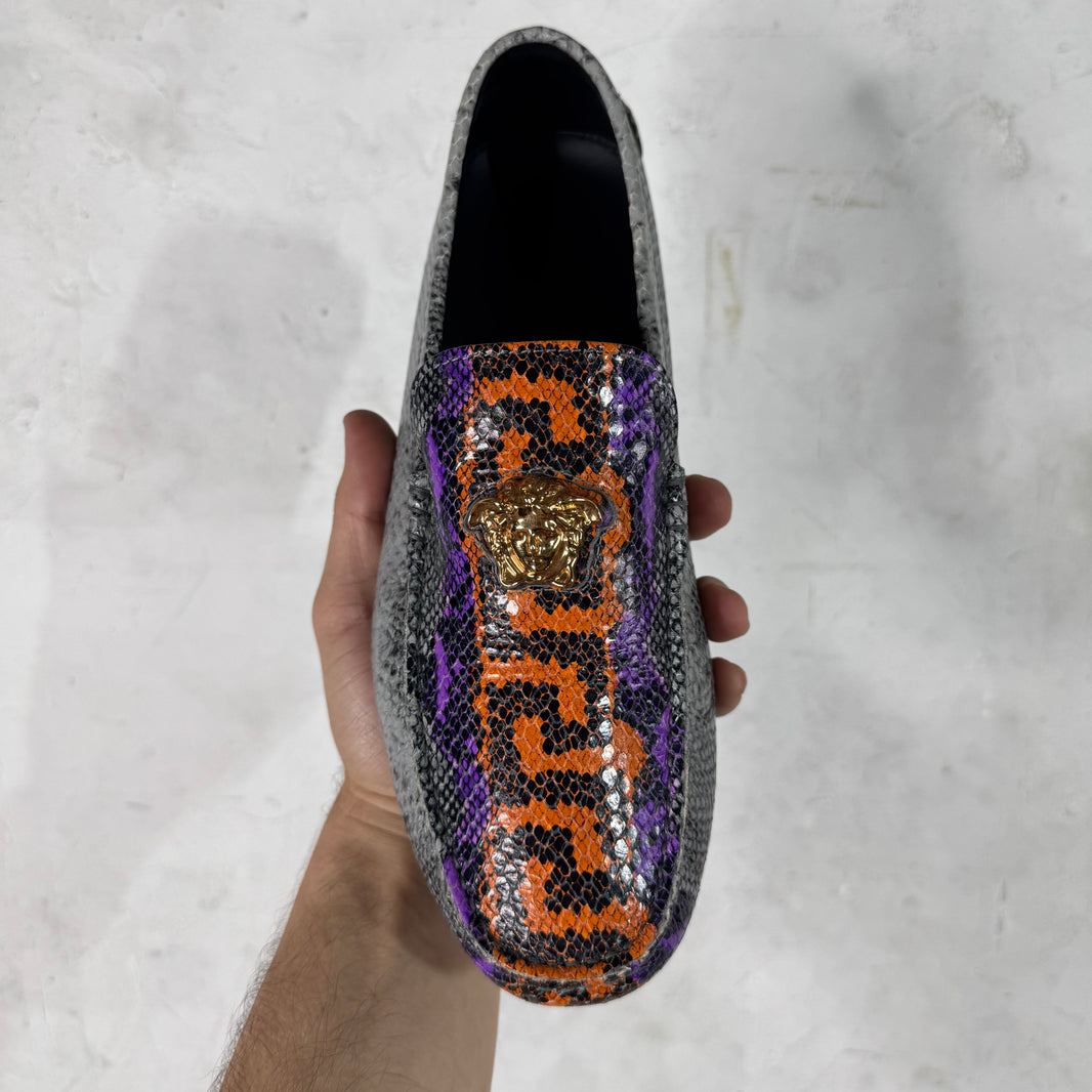 Versace Snake-Print Medusa Loafers