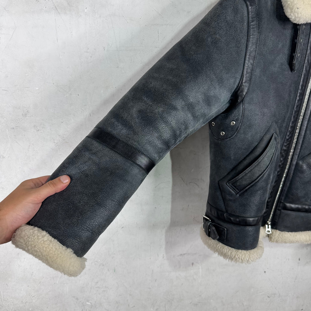 Acne Studios Blisterred Leather Shearling Pilot Jacket