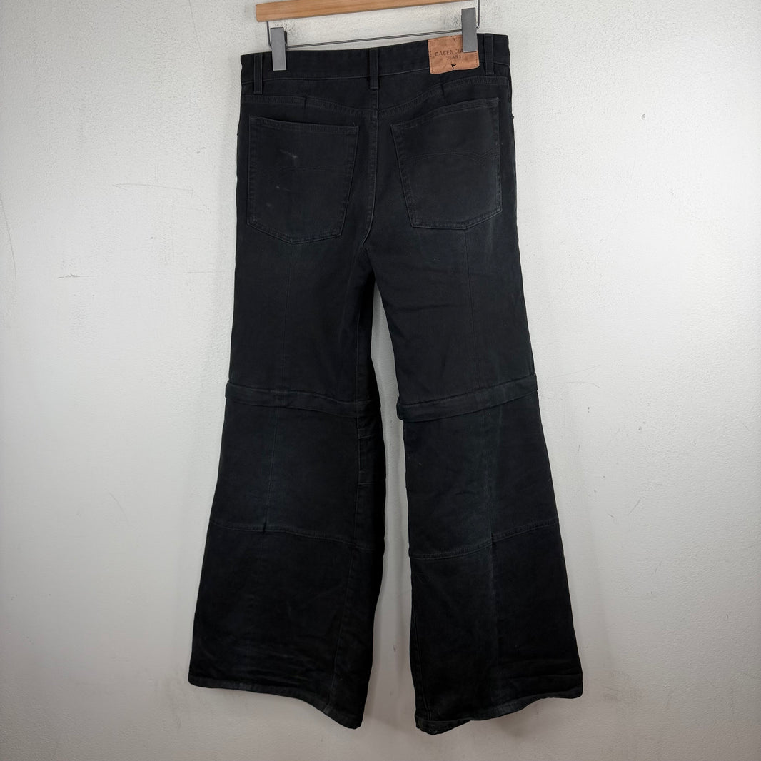 Balenciaga Convertible Black Kick Knee Flared Jeans