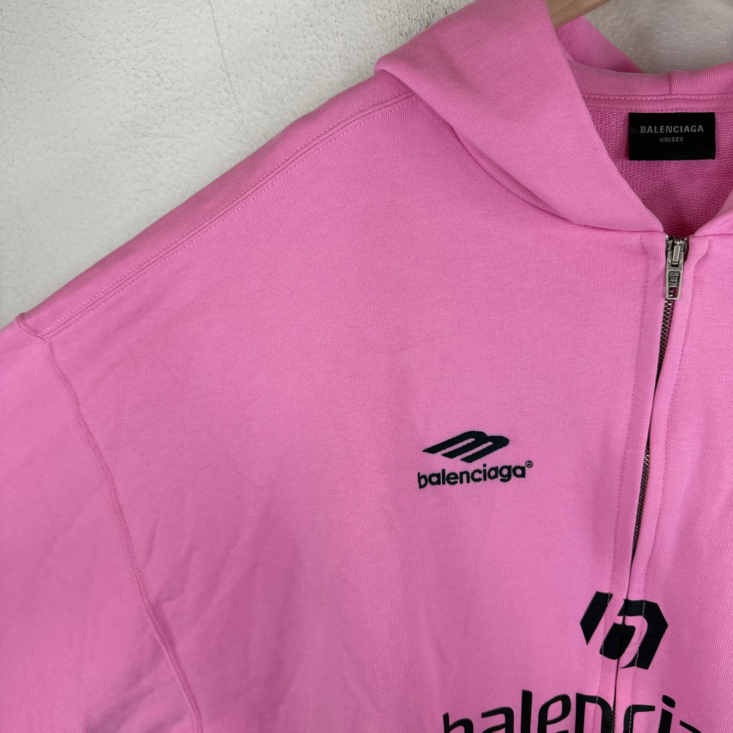Balenciaga Pink Soccer Zip Hoodie