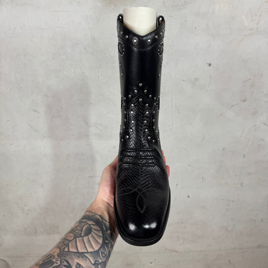 Gucci Double G Leather Studded Cowboy Boots
