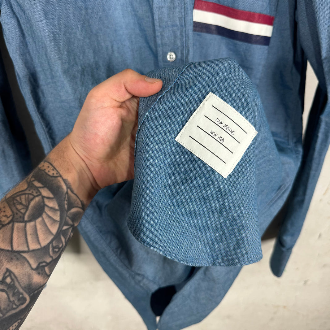 Thom Browne Striped Pocket Chambray Shirt