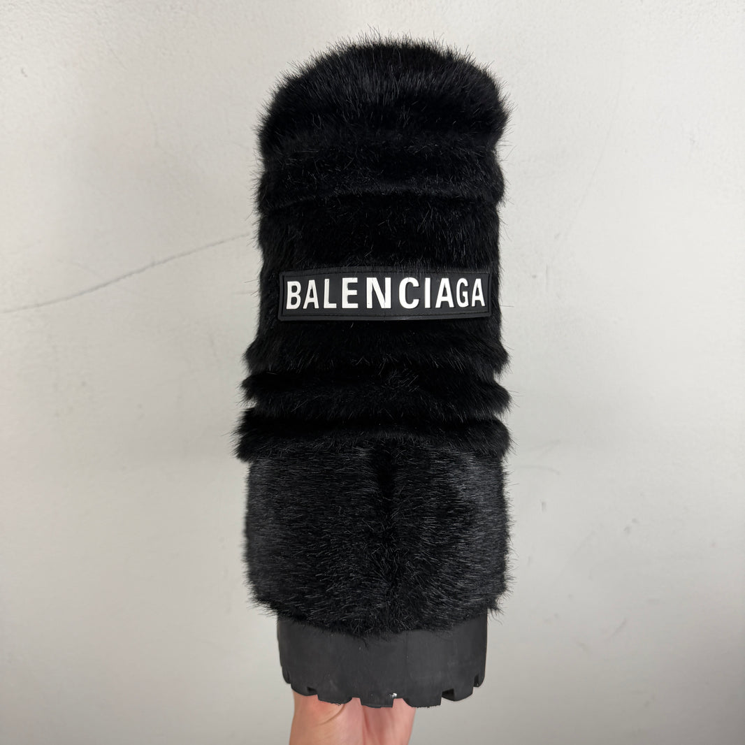 Balenciaga Black Furry Alaska Boots