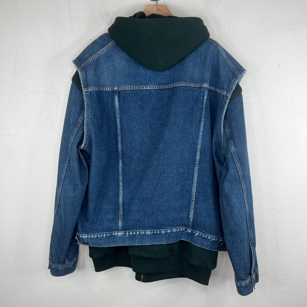 Balenciaga Blue/Green Twinset Hooded Denim Jacket