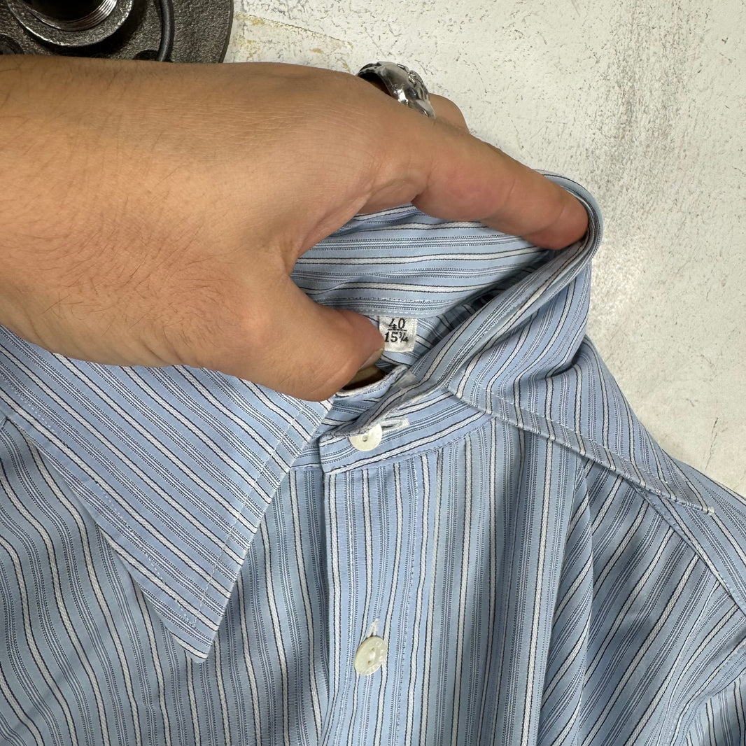 Dolce Gabanna Blue Striped LS Button Up