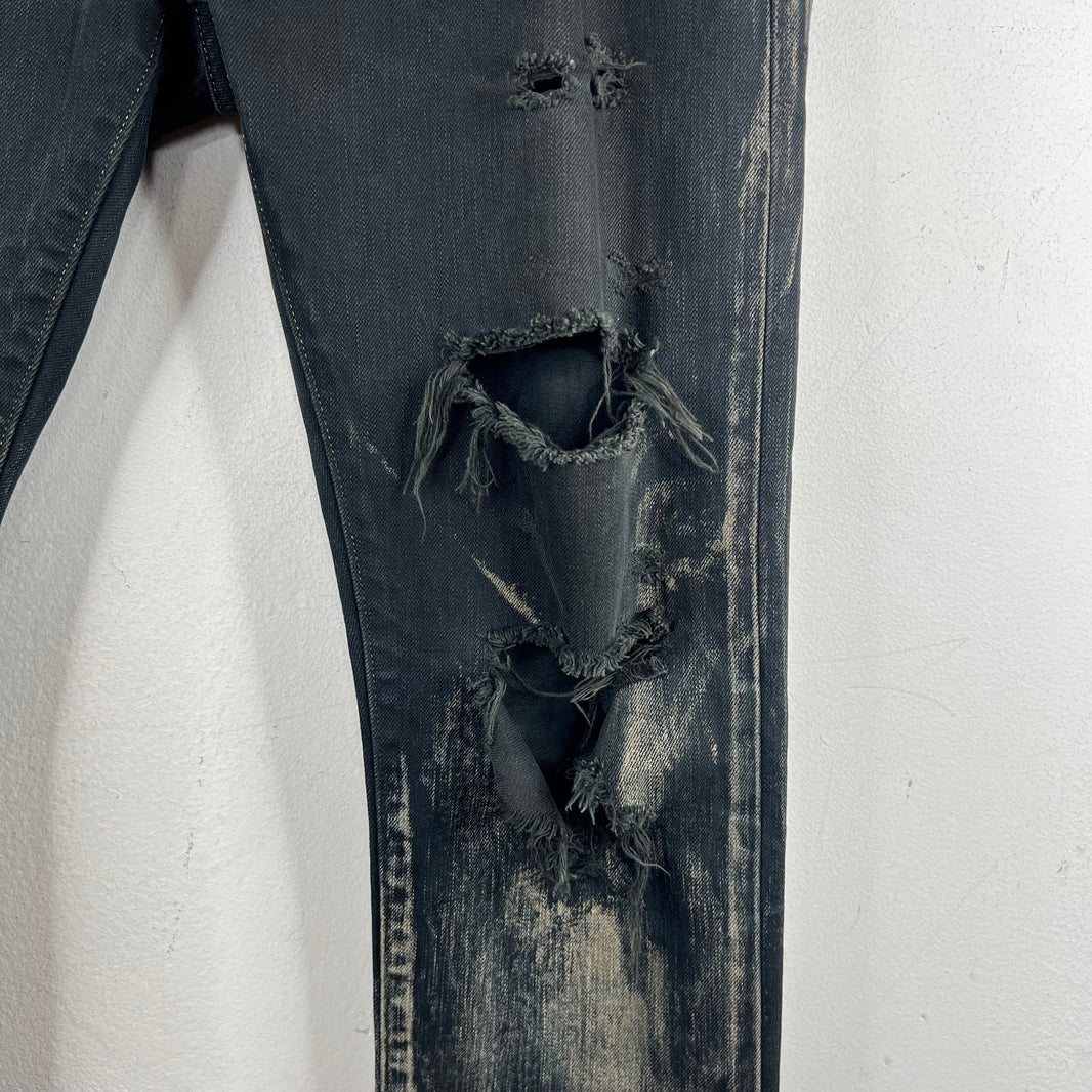 Saint Laurent D02 Black Oil Spill Jeans