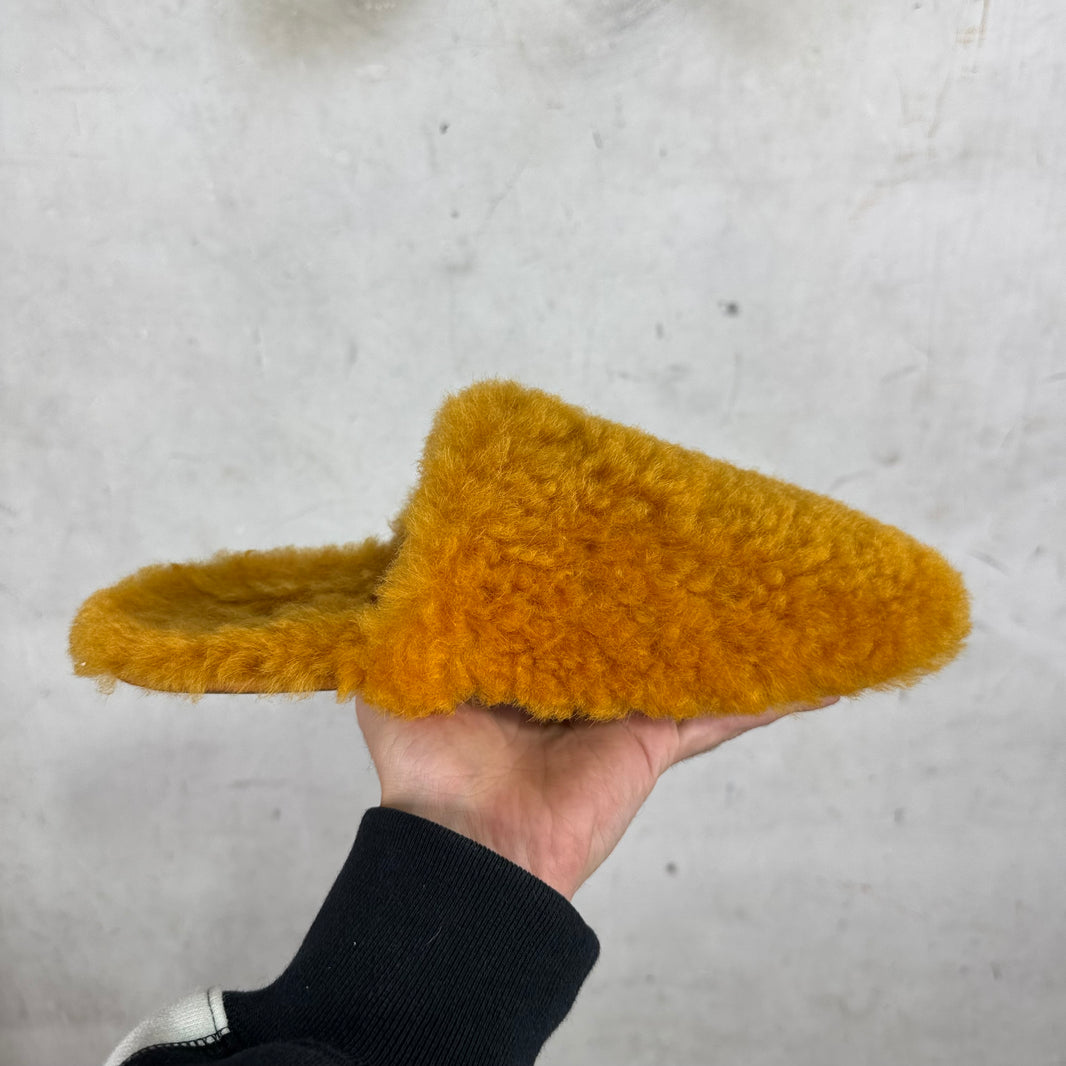 Loewe Orange Shearling Mules