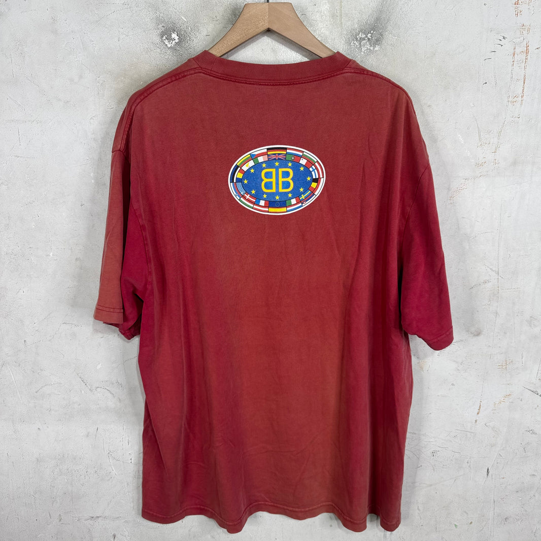 Balenciaga Faded Flag Emblem BB T-Shirt