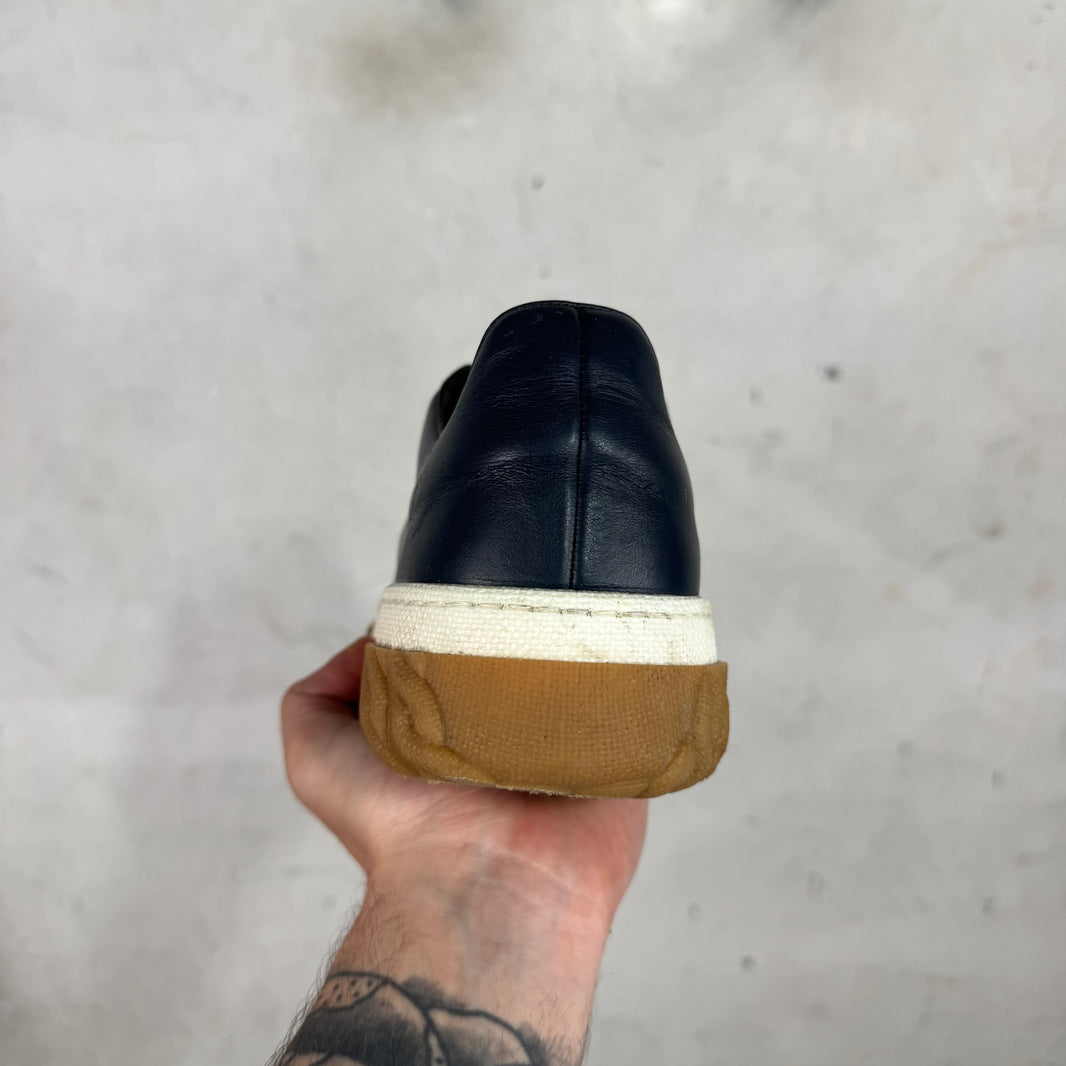 Thom Browne Navy Leather Vitello Sneakers