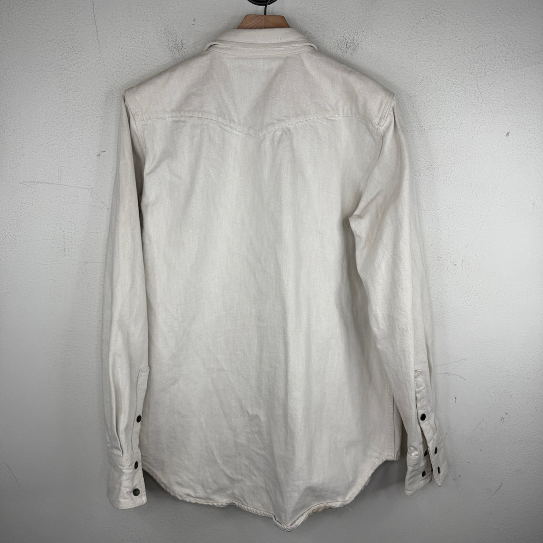 Calvin Klein 205W39NYC White Denim Snap Button Shirt