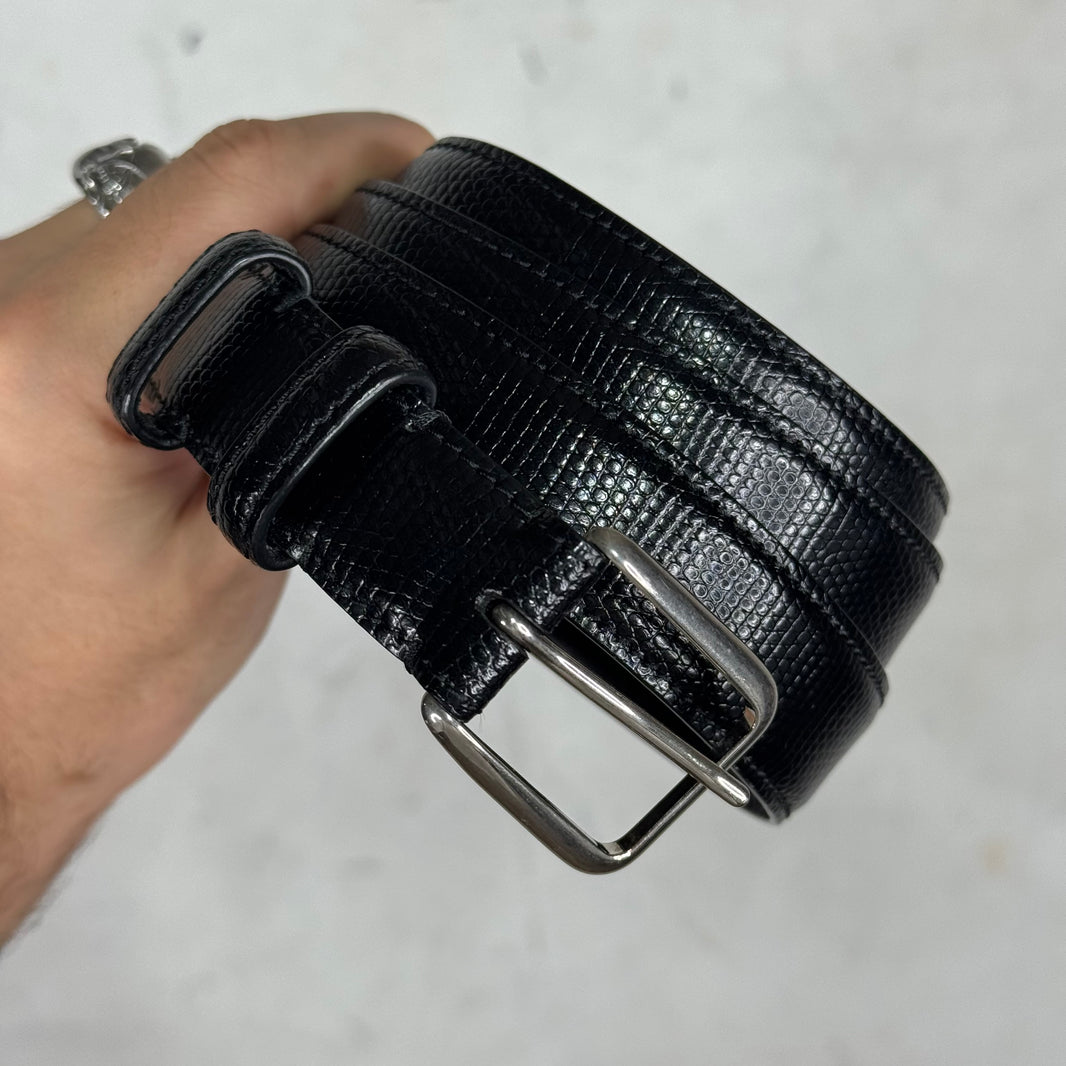 Celine Thin Black Pebbled Belt