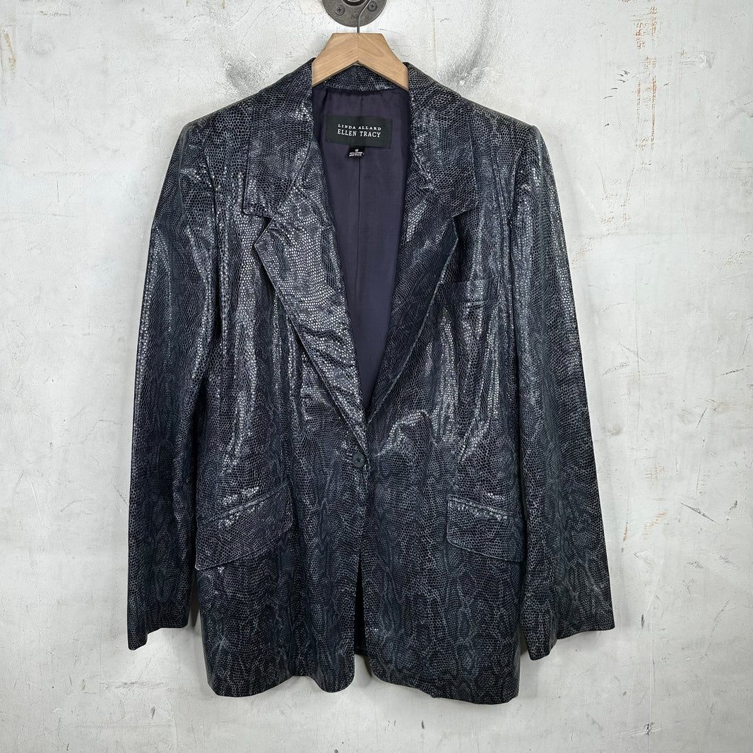 Linda Allard Pebbled Leather Patent Blazer