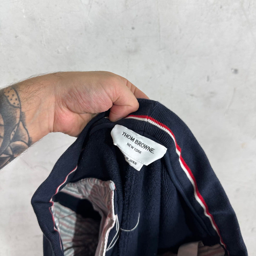 Thom Browne Navy Striped Sweat Shorts