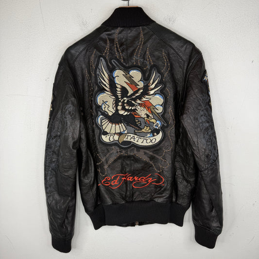 Avirex Ed Hardy Leather Bomber Jacket