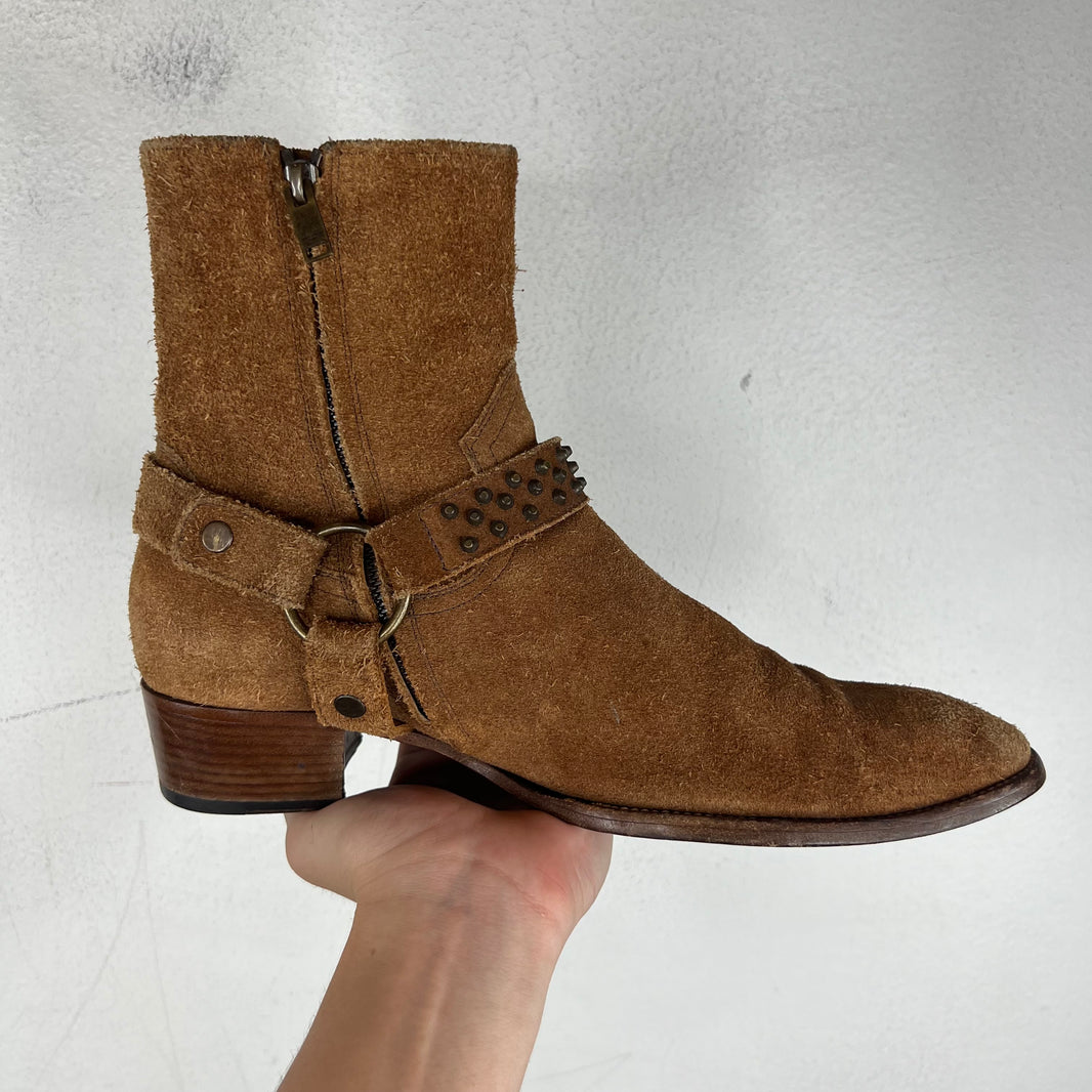 Saint Laurent Studded Suede Wyatt Boots