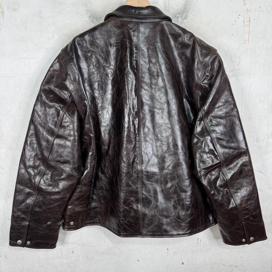Stussy Brown Leather Garage Jacket
