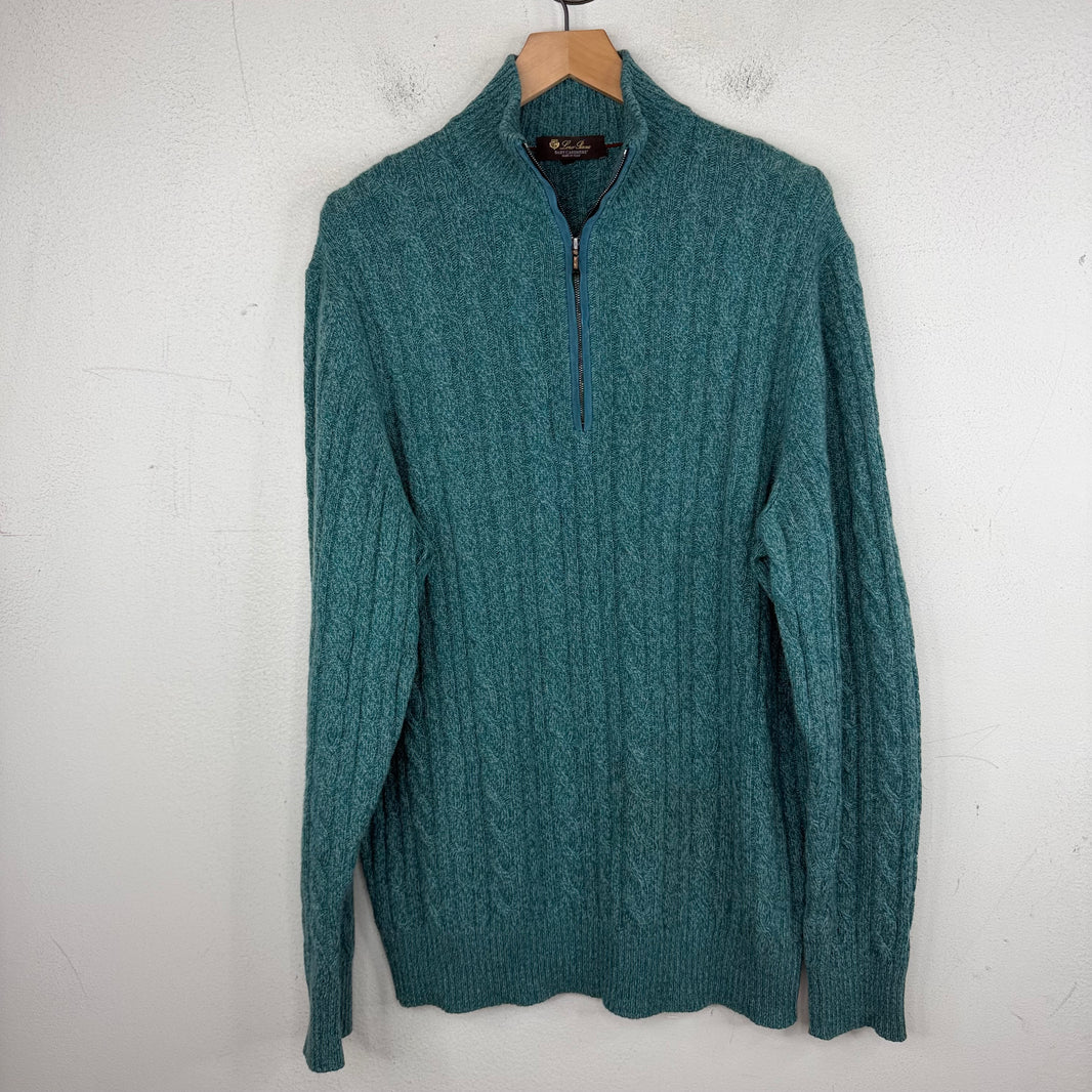 Loro Piana Teal Baby Cashmere Quarter Zip Jacket