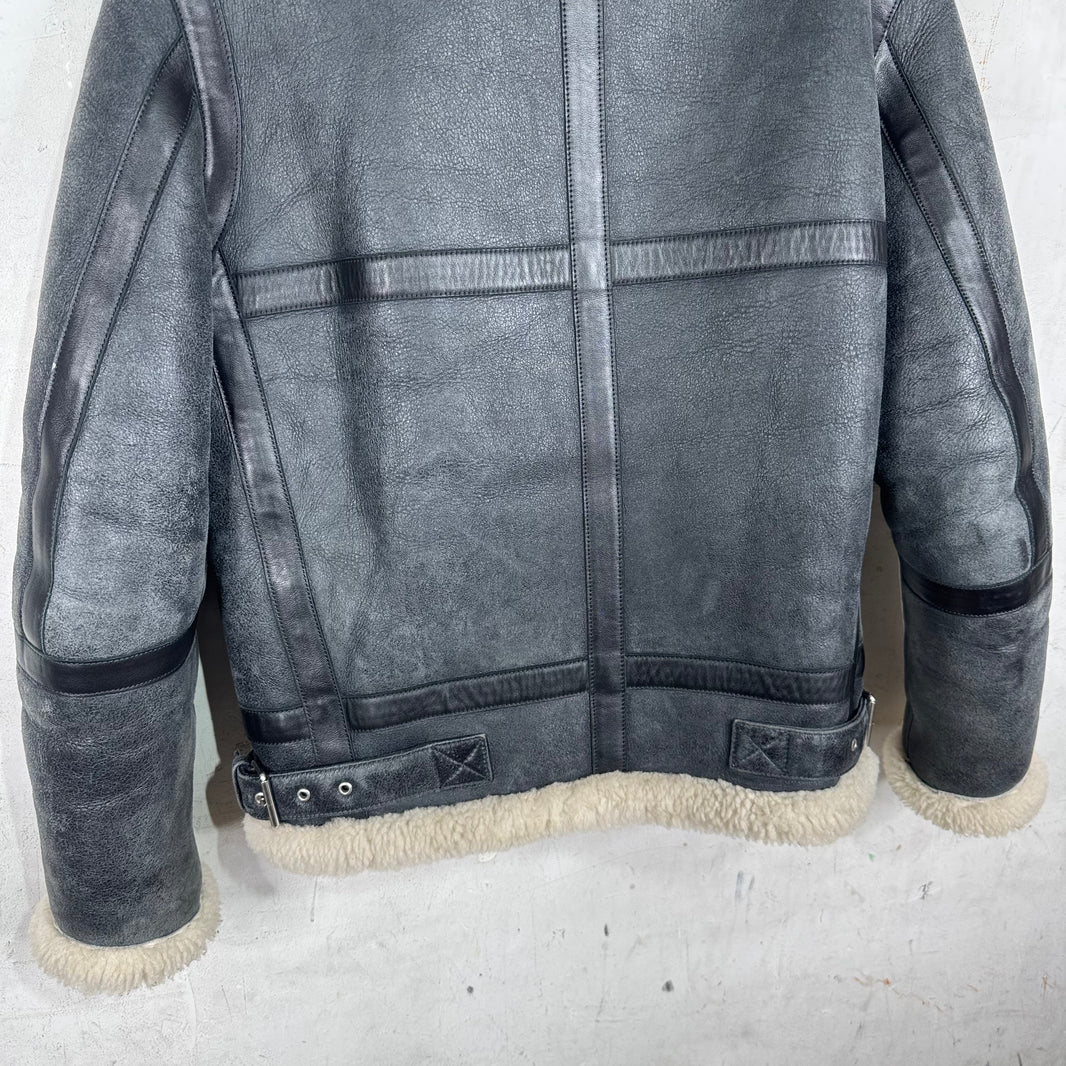 Acne Studios Blisterred Leather Shearling Pilot Jacket