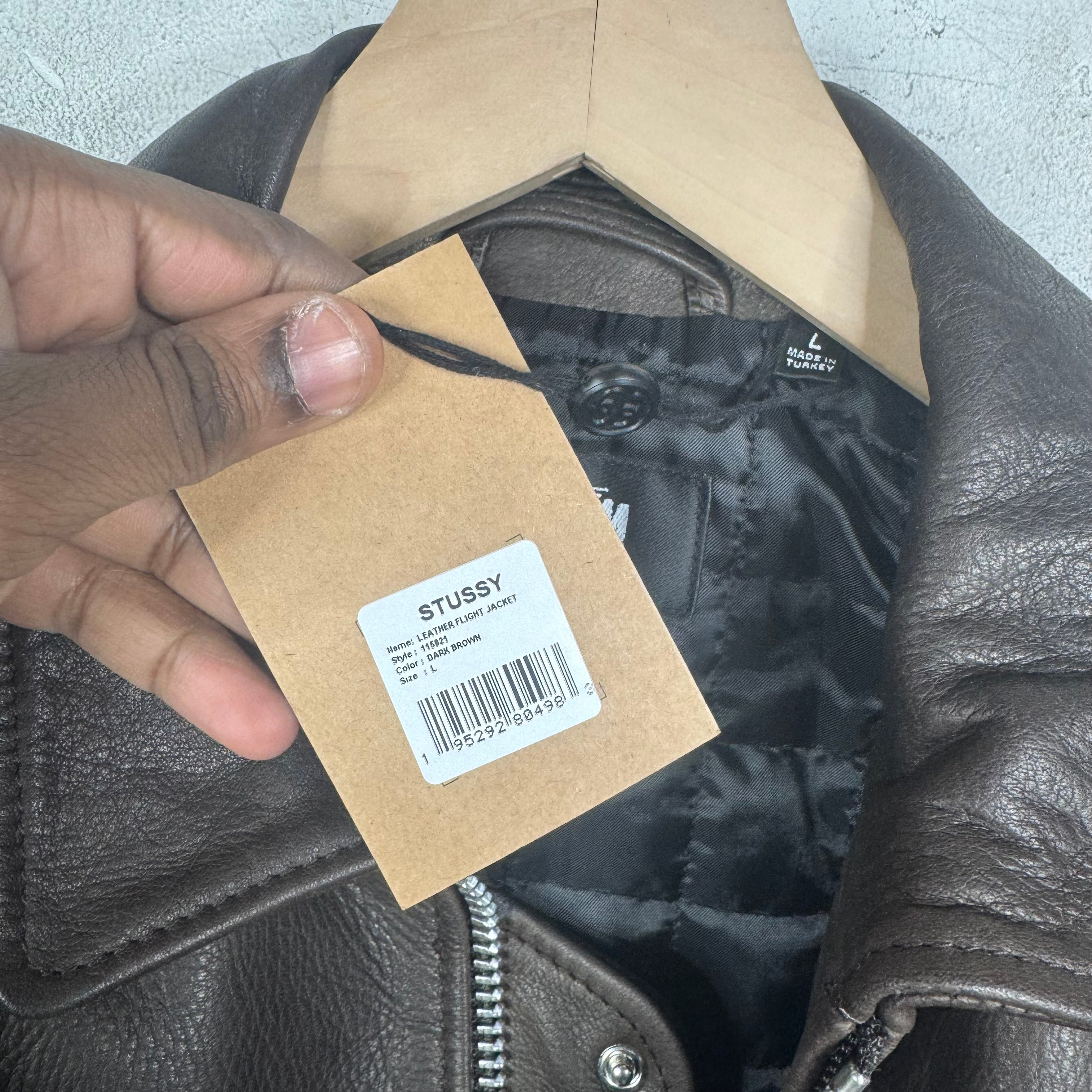 Stussy Brown Leather Zip Jacket – www.Lukes.store