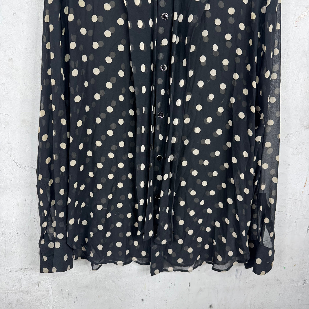 Saint Laurent Silk Dotted Scarfed Button Shirt