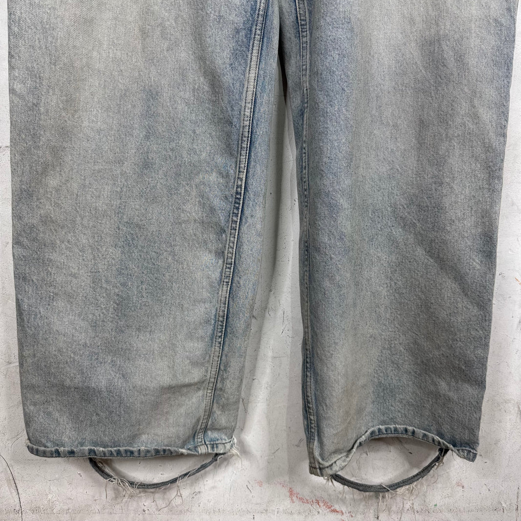 Balenciaga Lightwash Baggy Distressed Hem Jeans