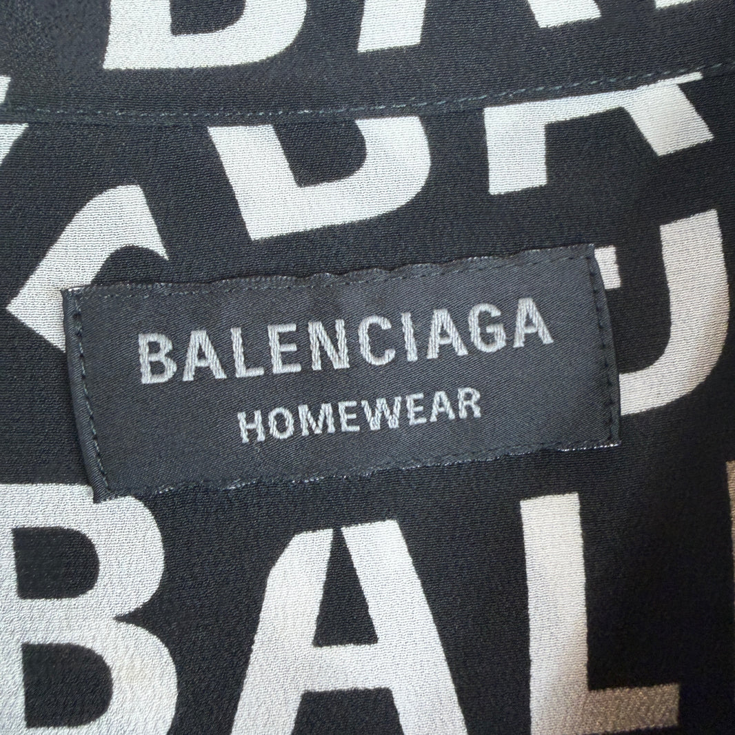 Balenciaga Home Wear AOP Silk LS Button Up Shirt