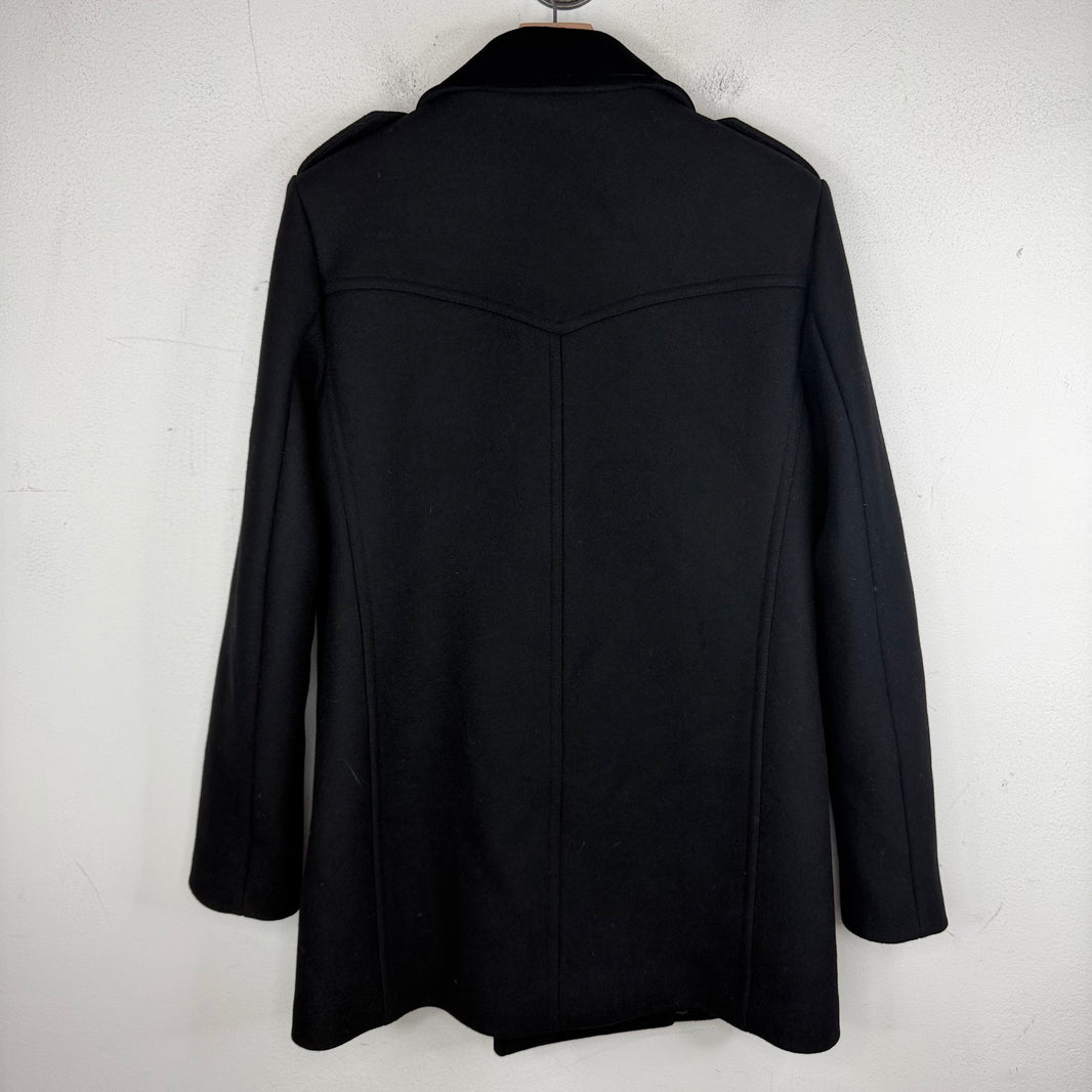 Saint Laurent Velvet Collar Wool Double Breasted Coat