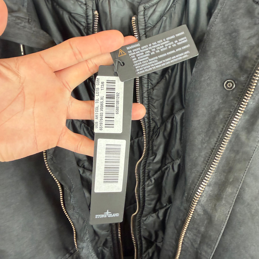 Stone Island Shadow Project Black Washed Double Layered Coat