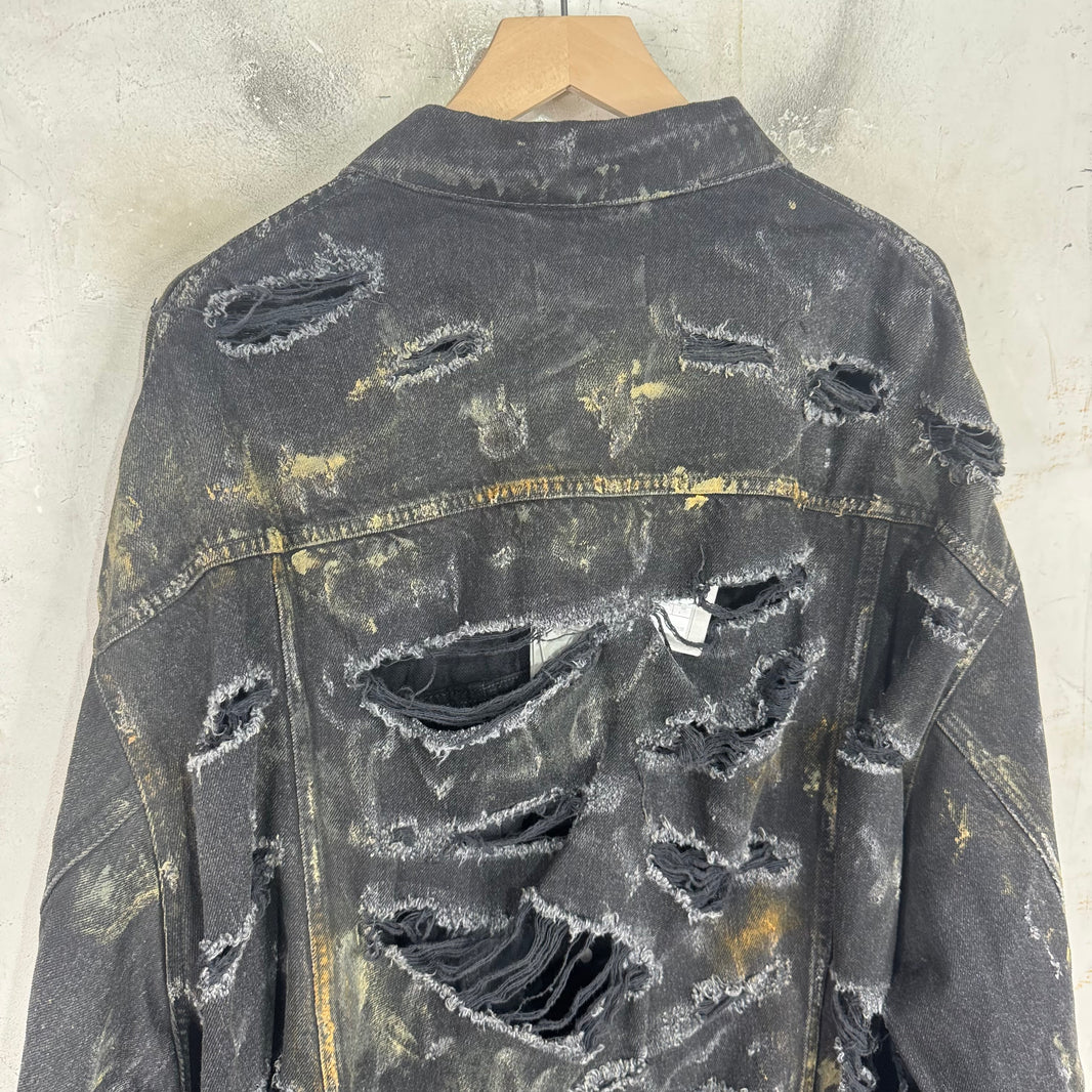 Balenciaga Distressed Mud Denim Jacket
