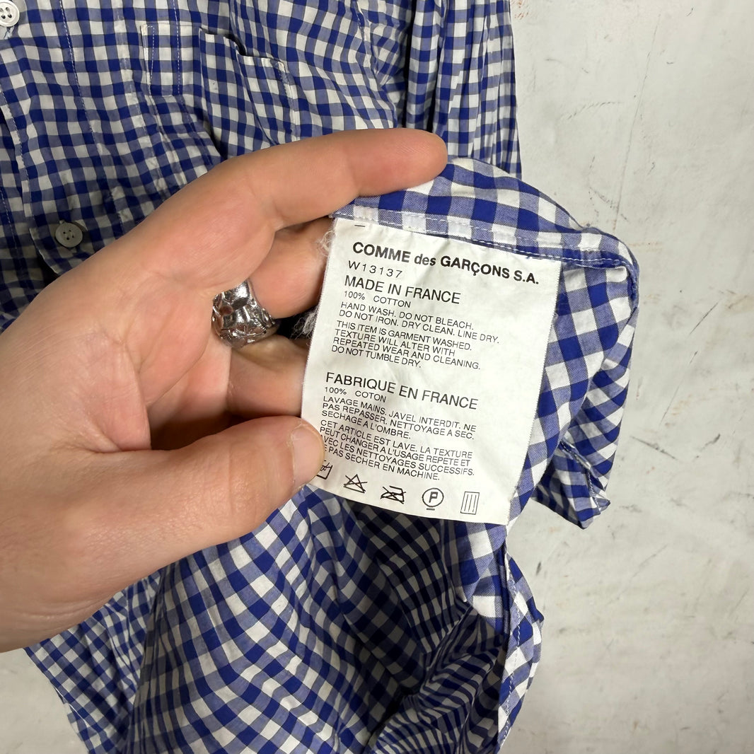 CDG Plaid Pleated Button-Up Shirt