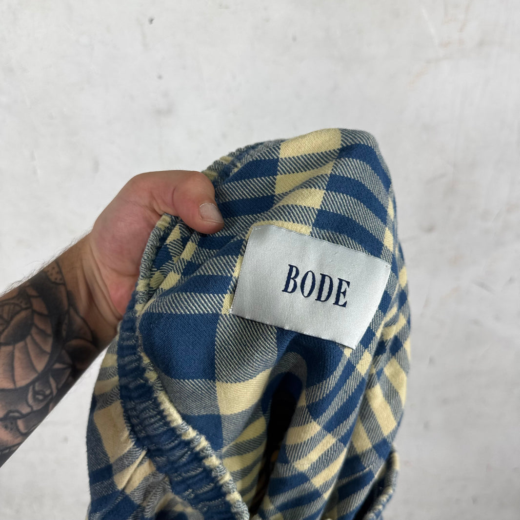 Bode Navy/Beige Plaid Flannel Shorts