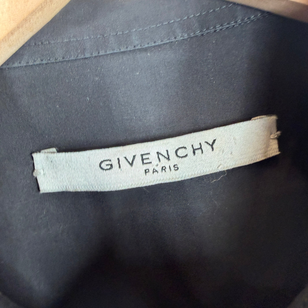 Givenchy Leather Floral Button Up Shirt