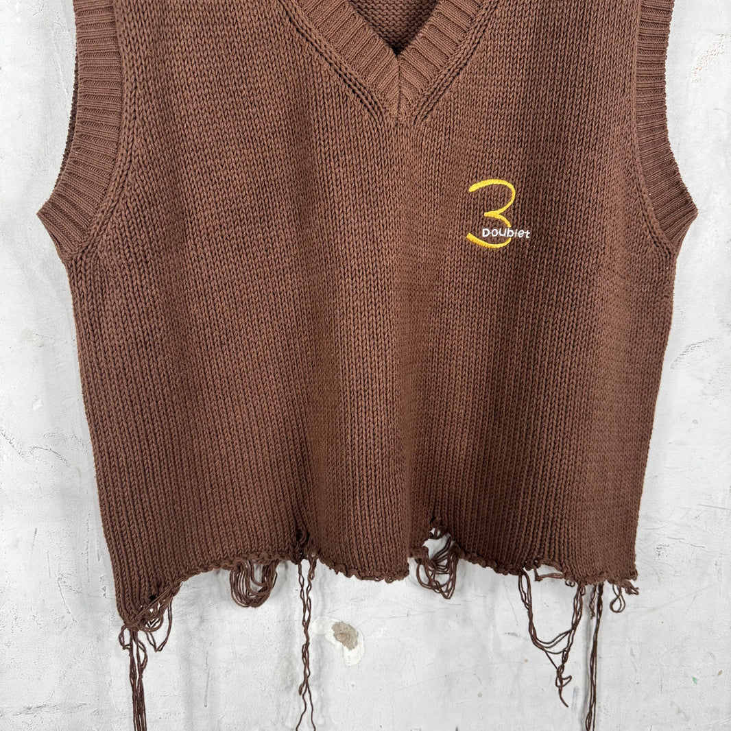 Doublet Frayed Knitted Sweater Vest